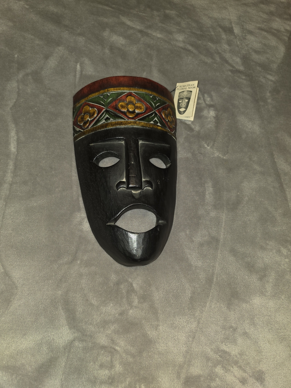 Hand-Carved Wood Decorative Sumatran Floral Minangkaba Mask Made In Indonesia